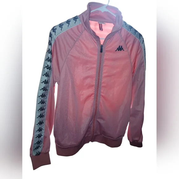 Kappa Pink Track Jacket W/ White Striped Logo On Sleeves Size Small - Picture 6 of 15
